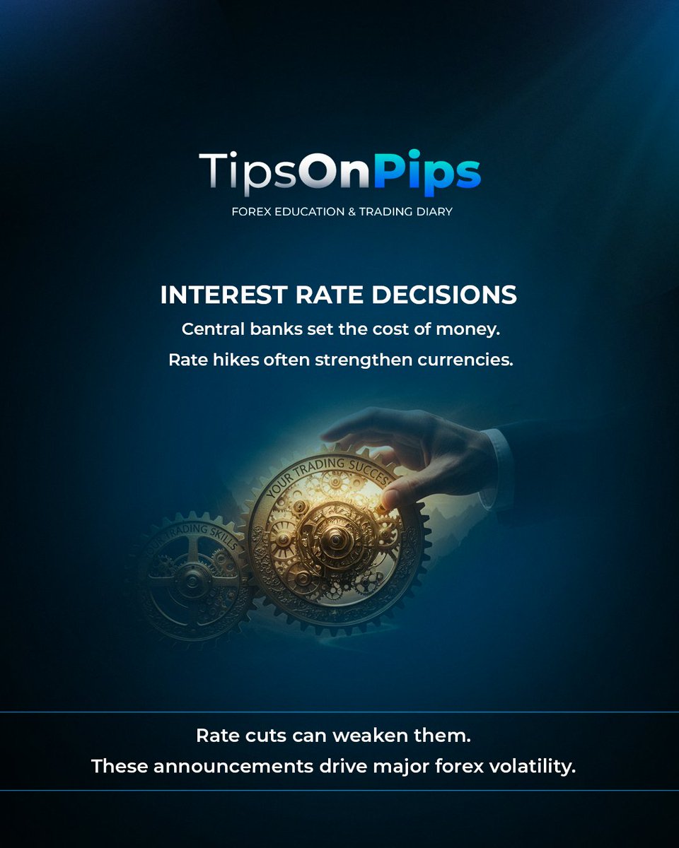 tipsonpips_'s tweet photo. Economic data releases often drive the largest movements in currency markets.

Employment data, inflation figures, and central bank interest rate decisions remain key indicators traders monitor when analyzing forex markets.

#Forex #Trading #EconomicData #CentralBanks #CurrencyMarkets