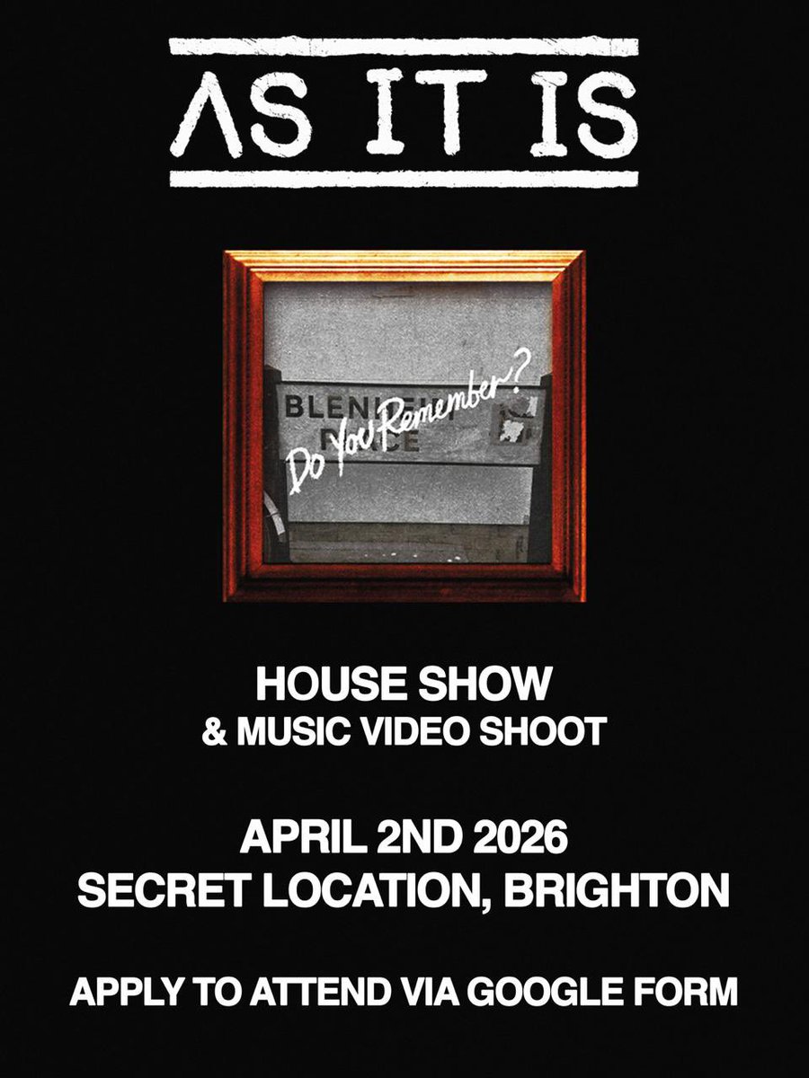 Want to be a part of our next music video &amp; see us play a house show for the first time since 2013?

If you’re free to come from 5pm on 2nd April then see more details &amp; apply to attend via the form - forms.gle/pTfsRByn83diBF…