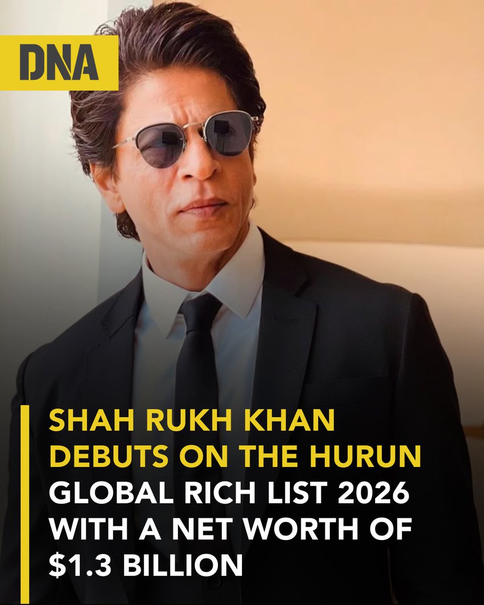 Shah Rukh Khan has made his debut on the #HurunGlobalRich List 2026, a ranking of the US dollar billionaires in the world. #Khan's wealth is a massive $1.3 billion.

Read here:dnaindia.com/bollywood/repo…

#DNAUpdates | #ShahRukhKhan | #Khan