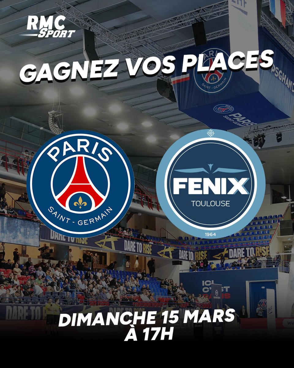 🎁 JEU CONCOURS

🎟️ Tentez de remporter vos places pour assister au match PSG Handball - Toulouse HB le dimanche 15 mars à 17h.

🍀 Pour participer, RT + Follow <a href="/RMCsport/">RMC Sport</a>, et commente ton joueur favori.

🔥 Bonne chance !