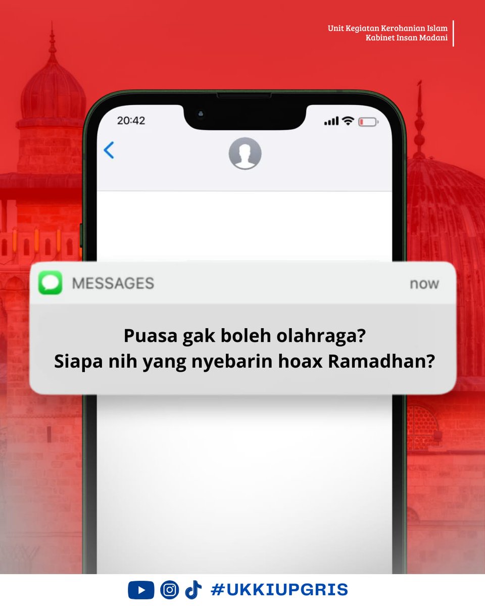 ukkiupgris's tweet photo. Stop percaya mitos 🚫

Puasa BUKAN berarti STOP GERAK.

Puasa bukan alasan buat mager yaa! 🫵
Olahraga boleh, asal tahu waktu dan porsinya
justru bikin badan lebih fresh dan ngga gampang lemes

Yuk, jangan termakan mitos
Save dan share biar ngga salah paham lagi https://t.co/Tb0uGlnvm5