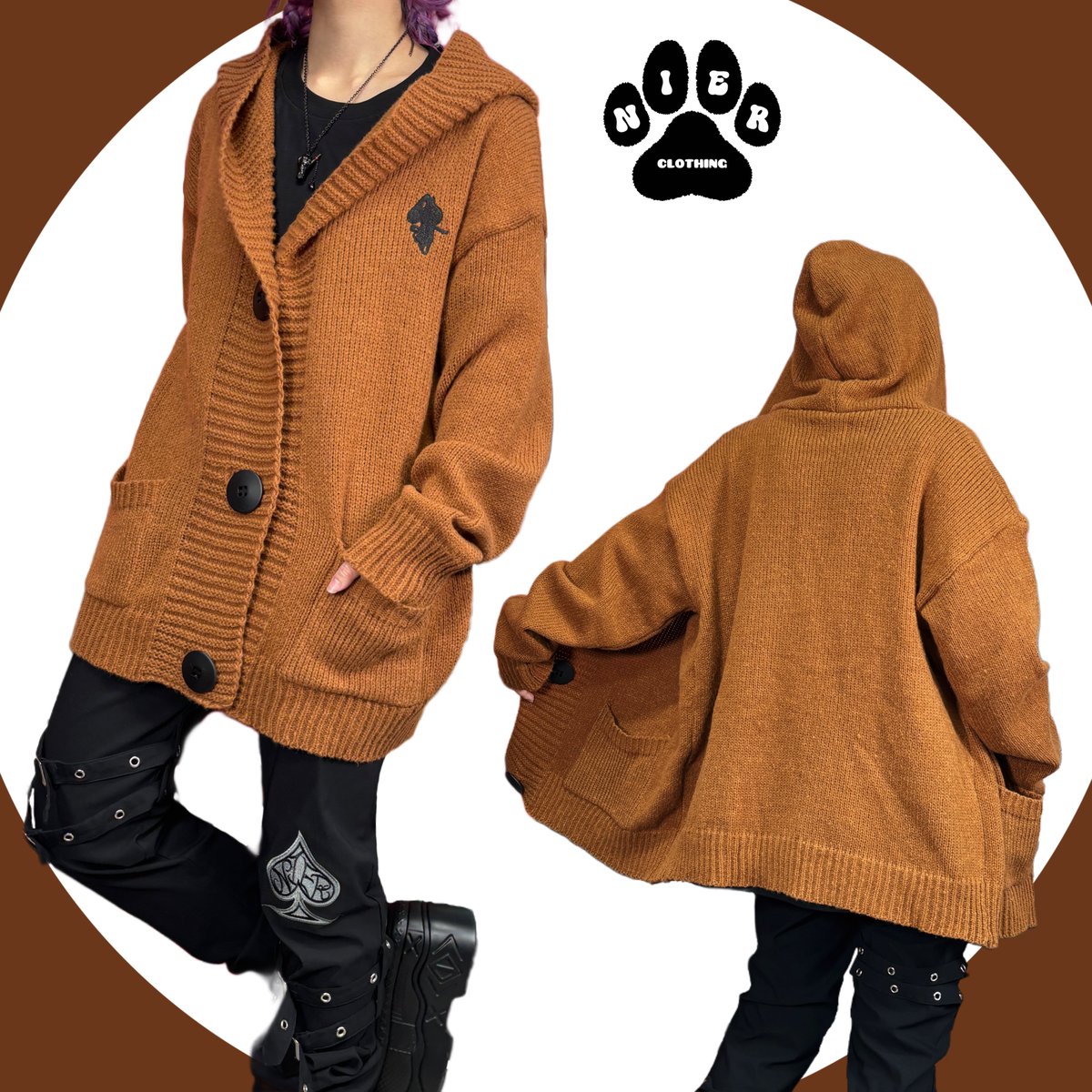 NieR_tokyo's tweet photo. 🚫新作商品案内🚫

BIG BUTTON HOODED
KNIT CARDIGAN【BROWN】

ゆったりとしたサイズ感が魅力の
フード付きニットカーディガンです。

フード付きのカーディガンタイプなので、
ライトアウターとしても大活躍。

是非チェックしてみてください🐰
https://t.co/o0mdcHxH4Y https://t.co/TiyNxQyGg4