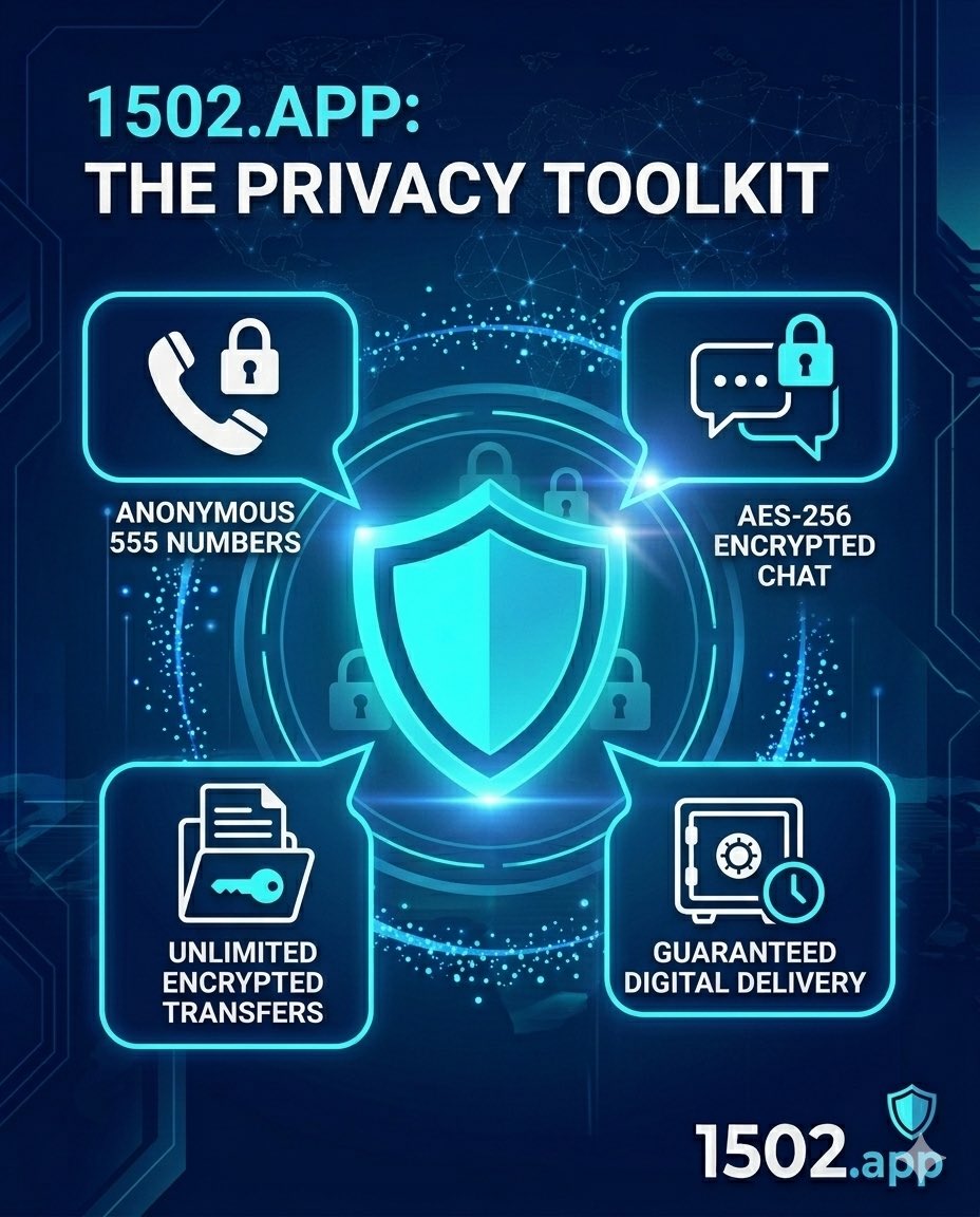 Keep your business private, always. 🛡️
The 1502 #Privacy Toolkit gives you the professional tools to work without exposure.
✅ Anonymous 555 Numbers
✅ AES-256 Encrypted Chat
✅ Unlimited File Transfers
✅ Secure Digital Delivery
Own your data. 🚀
🌐 1502.world
