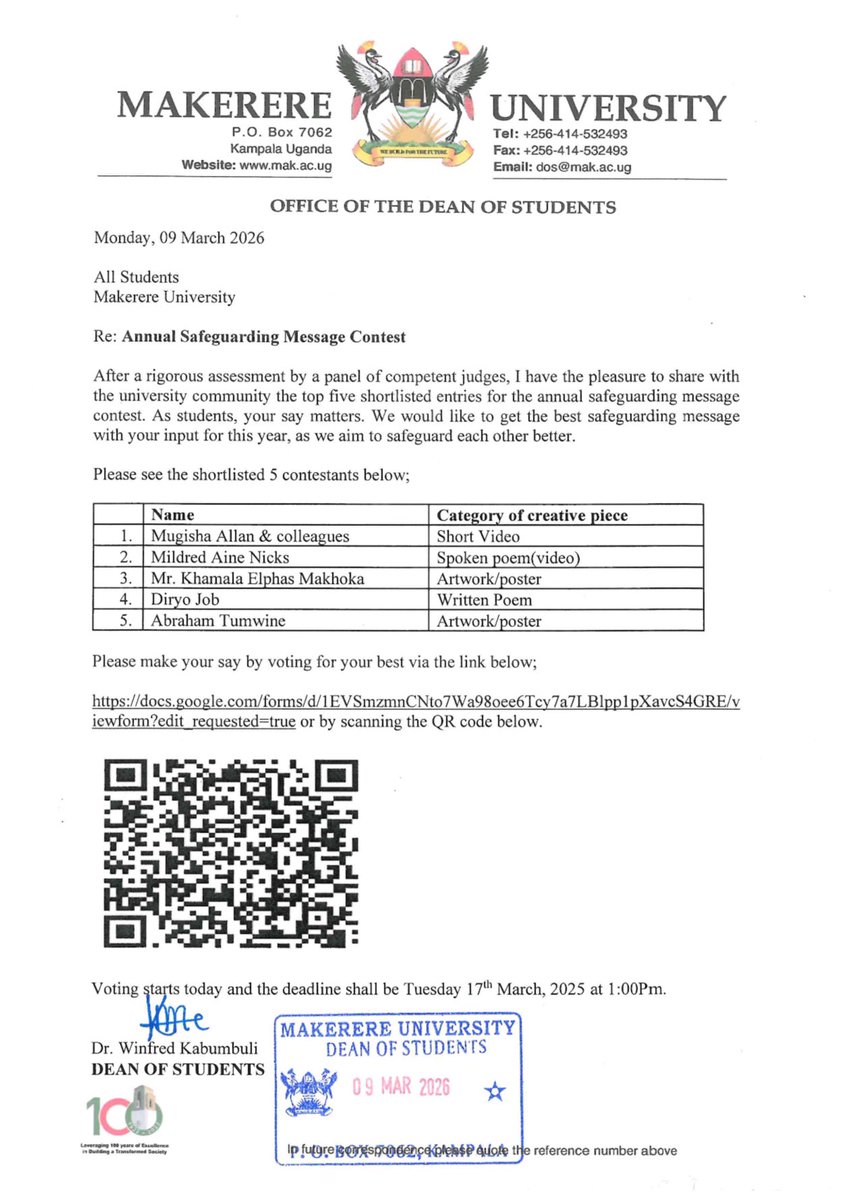 Dean of Students Makerere tweet media