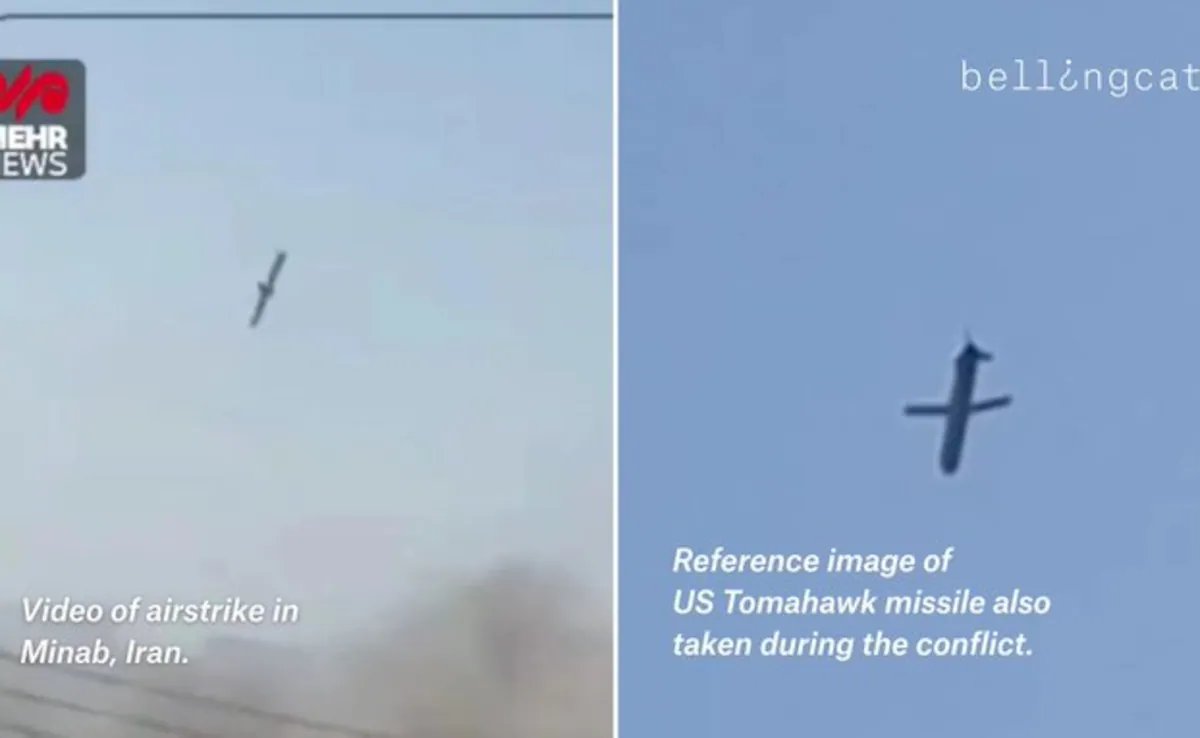 coinbureau's tweet photo. 🚨 U.S. MISSILE RESPONSIBLE FOR IRAN SCHOOL STRIKE THAT KILLED 150 CHILDREN, VIDEO SHOWS

New video footage appears to show a U.S. Tomahawk cruise missile striking an IRGC naval base next to an elementary school in Minab, Iran on Feb. 28.

The strike reportedly killed 175 people, many of them children, the deadliest civilian incident reported since the war began.

Both the U.S. and Israel deny carrying out the strike, with Trump saying:

"We think it was done by Iran... they are very inaccurate with their munitions. They have no accuracy whatsoever."