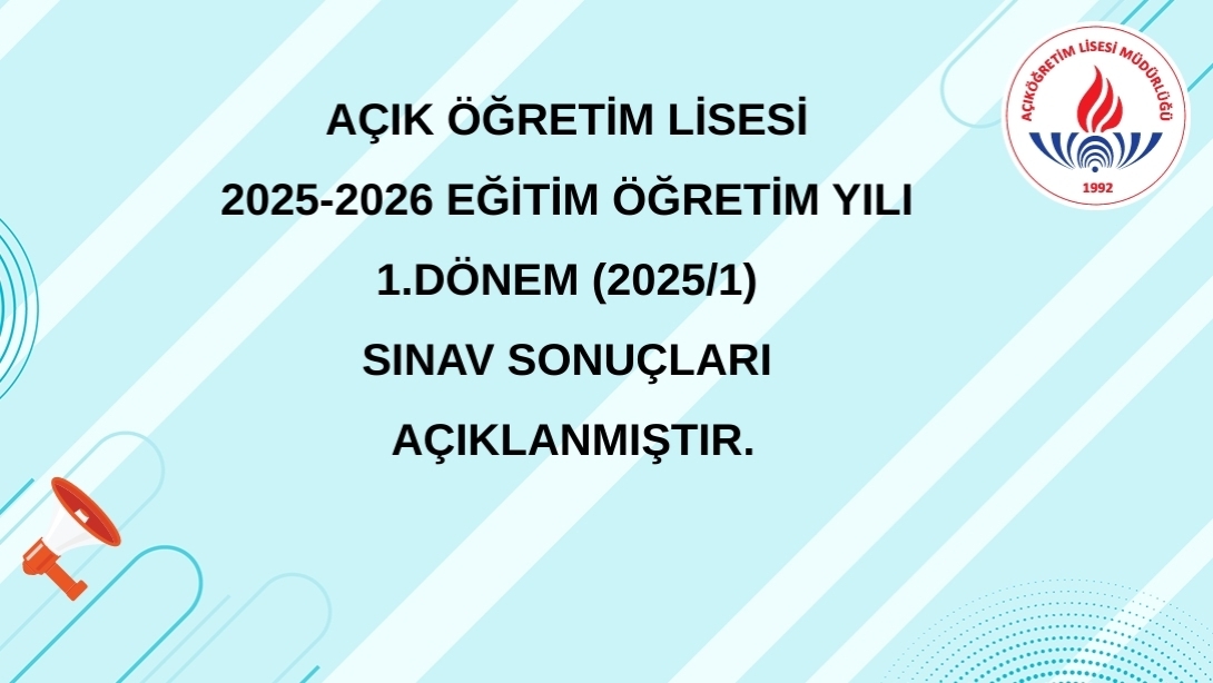 GerzeHEM's tweet photo. AÇIK ÖĞRETİM LİSESİ 2025-2026 EĞİTİM ÖĞRETİM YILI 1.DÖNEM (2025/1) SINAV SONUÇLARI AÇIKLANMIŞTIR. https://t.co/uXhOGaeMNh