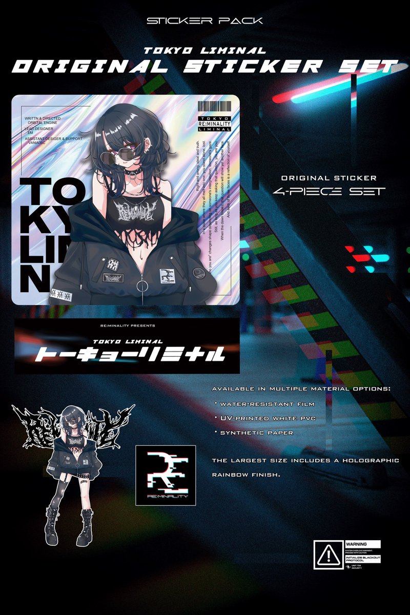 RE_MINALITY's tweet photo. OBJECT OF TOKYO LIMINAL #3
【TOKYO LIMINAL STICKER PACK 】
トーキョーリミナルx RE:MINALITYのスッテカーパックです。ホログラム加工を施したステッカーを含む4種類がセットになります。※サイズ感は掲載のiPhoneとの比較をご参照ください。 https://t.co/ZTssTau1m2