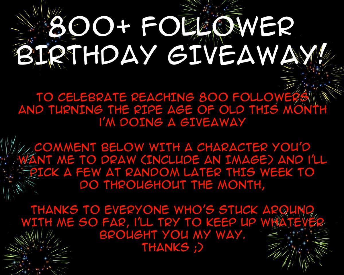 Got a couple things coming up, but in the meantime I wanted to celebrate a couple things. If you follow me let me know down below who/what you'd like to see me draw.