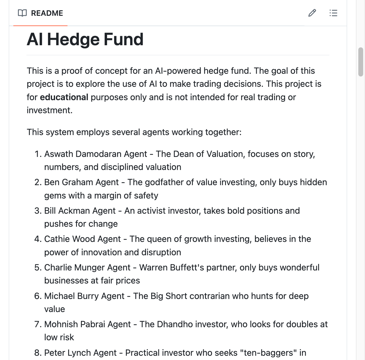 🚨 Someone just open sourced an AI hedge fund with 18 agents that think like Wall Street legends.

Warren Buffett. Charlie Munger. Michael Burry. Cathie Wood. Bill Ackman. All running on your laptop.

It's called AI Hedge Fund. You give it stock tickers. 18 AI agents analyze the