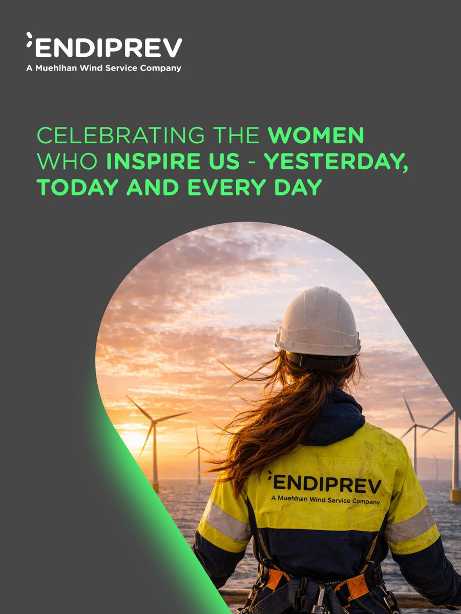 endiprev's tweet photo. At Endiprev, we celebrate the talent, dedication, and impact of the women helping drive the wind energy industry forward every day.

#endiprev #IWD2026 #windpower #windenergy https://t.co/OkHkfmqxXq