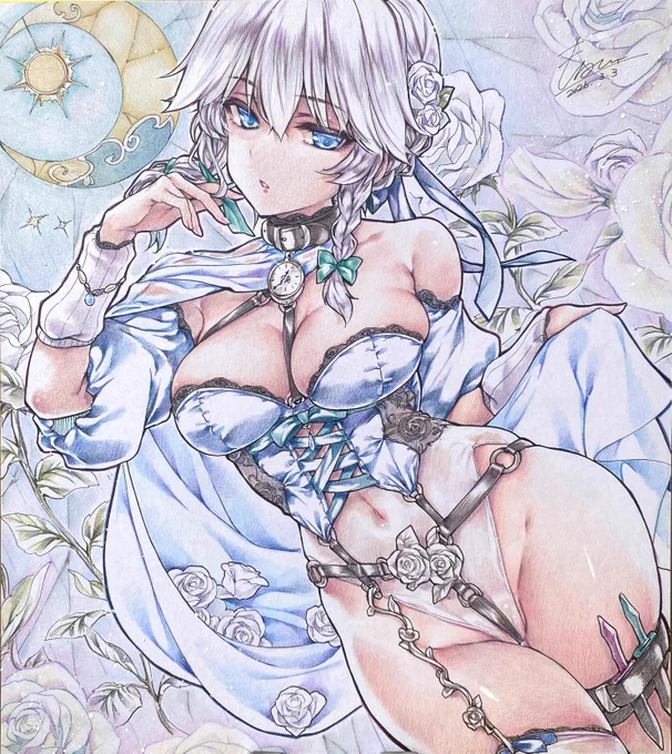 【リクエスト】White Rose Dial【東方Project】 #色鉛筆 #直筆色紙 #アナログイラスト #東方Projectㅤㅤㅤㅤ えろむち。