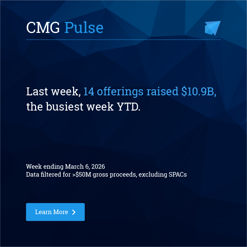 CMG’s Pulse is powered by DataLab, delivering global ECM market signals and performance trends.

🔗 Visit hubs.ly/Q045ZQxC0 for more insights.
📩 To learn more, contact sales@cmgx.io.