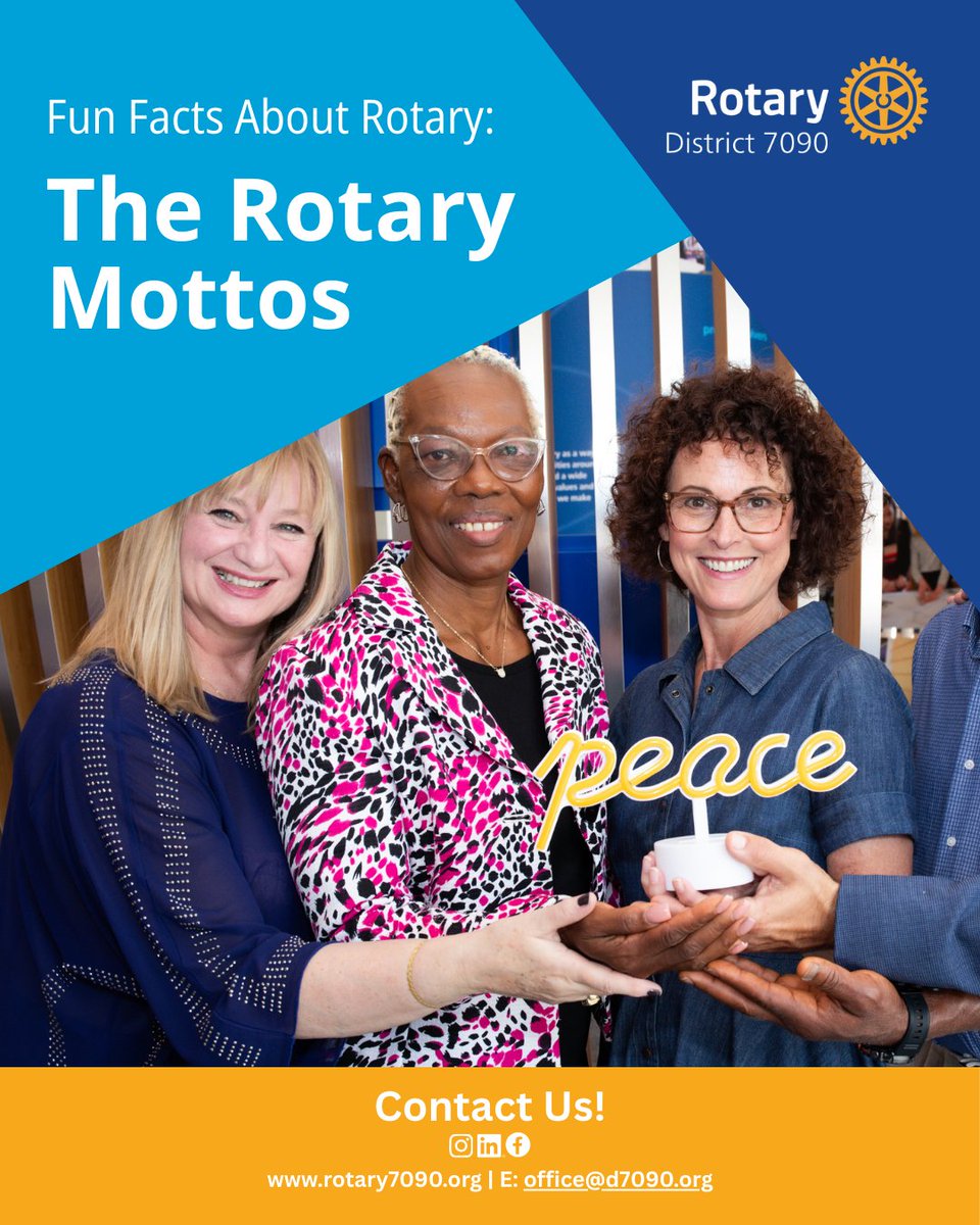 In 1989, “Service Above Self” became Rotary’s principal motto because it best captures the heart of unselfish service that defines Rotary around the world.
•
#DidYouKnow #RotaryMotto #ServiceAboveSelf #PeopleOfAction #Rotary7090