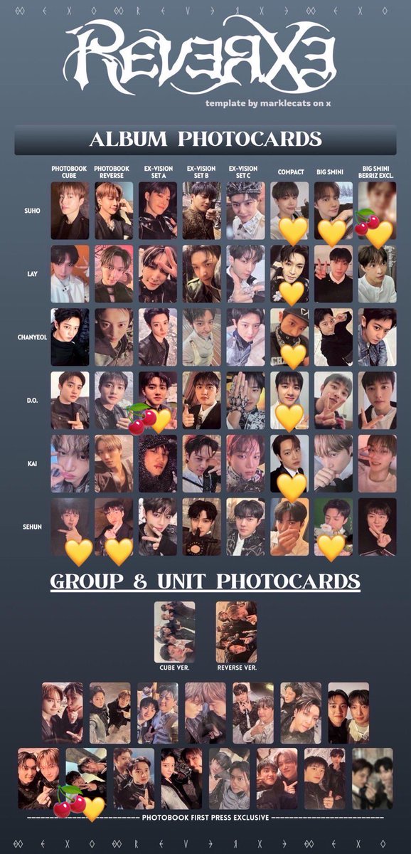 EXO REVERXE トレカ 交換 譲】スホ、レイ、チャニョル、ギョンス、カイ