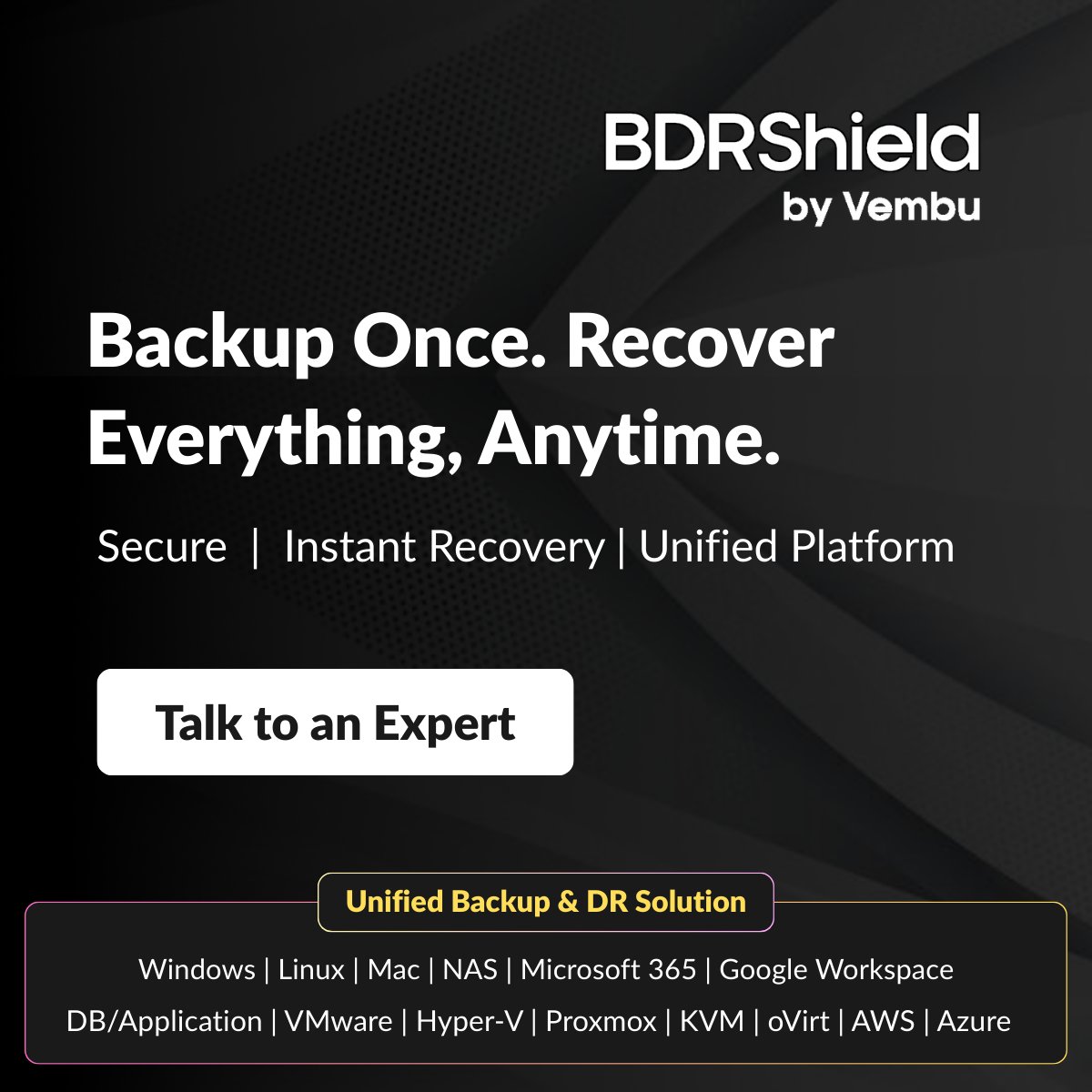 vembutech's tweet photo. From full server images to granular file and application recovery, BDRShield delivers complete restore flexibility for Windows Servers.

https://t.co/G84RITP0tM.

#WindowsServerBackup #ServerBackup #InstantRecovery #DataProtection #RansomwareProtection #DisasterRecovery #MSP #ITInfrastructure #CyberResilience #BusinessContinuity