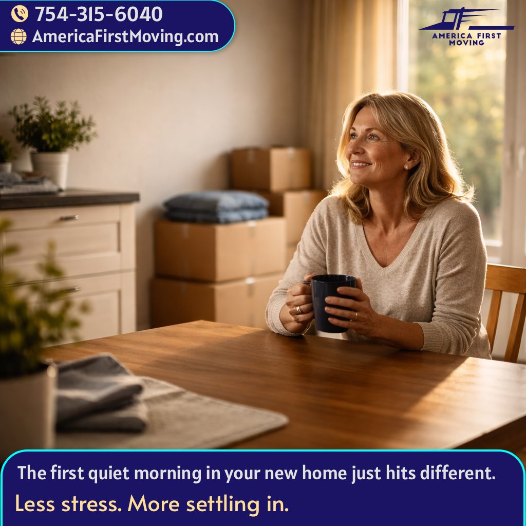 TheMovingServFL's tweet image. That first peaceful morning after a move? ☀️

That’s what we’re here for.

Our Professional Packing &amp;amp; Moving services help families relocate without the burnout. Licensed, Bonded &amp;amp; Insured.

Get your moving quote:
americafirstmoving.com/long-haul-movi…

#AmericaFirstMoving #FullServiceMovers