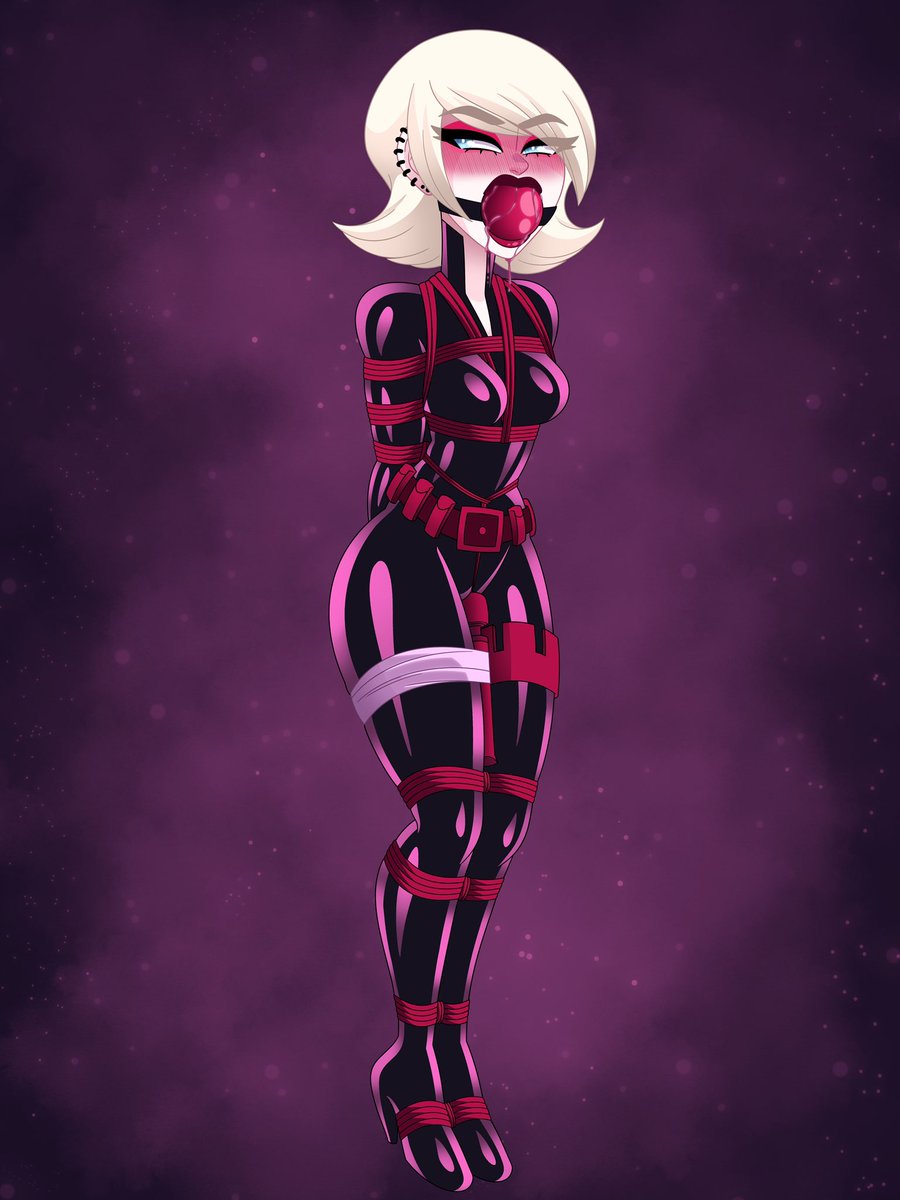 Comm for <a href="/SureCommaKnot/">Sure, Knot</a> Luci bound &amp; cosplaying Erin Esurance. 🩷🖤
Thank you~☕️✨