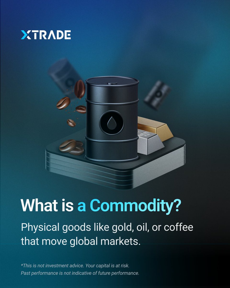 Commodities are raw materials traded worldwide. Their prices reflect global supply, demand, and geopolitical factors — giving traders a way to diversify or hedge inflation.
 
 Follow us for more clear, concise explanations and expert insights.
 
 #xtrade #onlinetrading