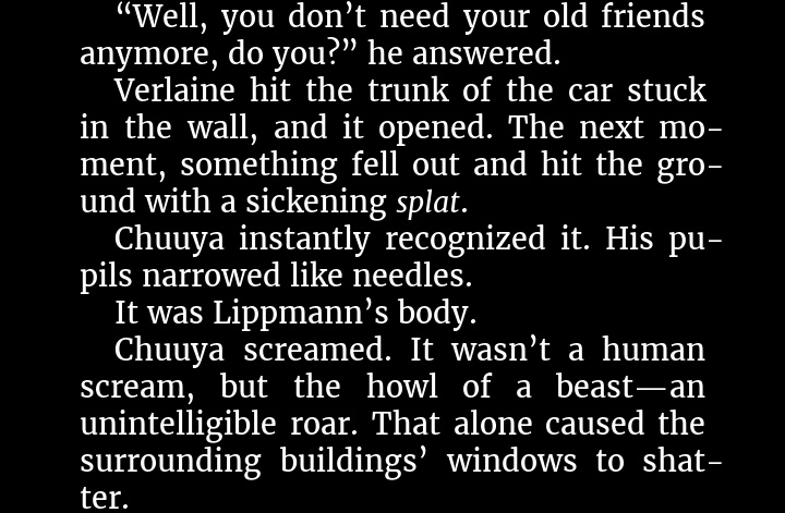 i can't believe we're finally seeing this.. it was already devastating to read but it's even more heartbreaking to be able to see his expressions during this scene VERLAINE ARE YOU READY TO FUCKING DIE