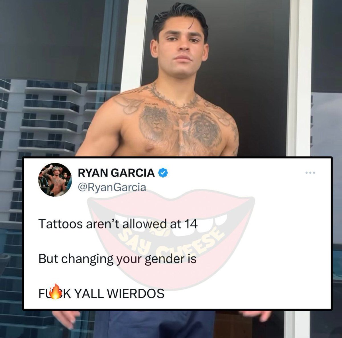 Ryan Garcia sparks debate after saying tattoos aren't allowed at 14 but changing your gender is.

“Fuck y’all weirdos.” 👀