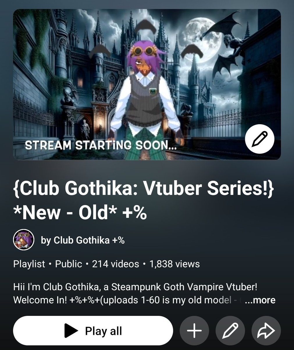 I now have 214 uploads of my vtuber content on youtube,, let's try n get it to 300+ b4 the year ends! 😌

#clubgothika #youtube #vtuber