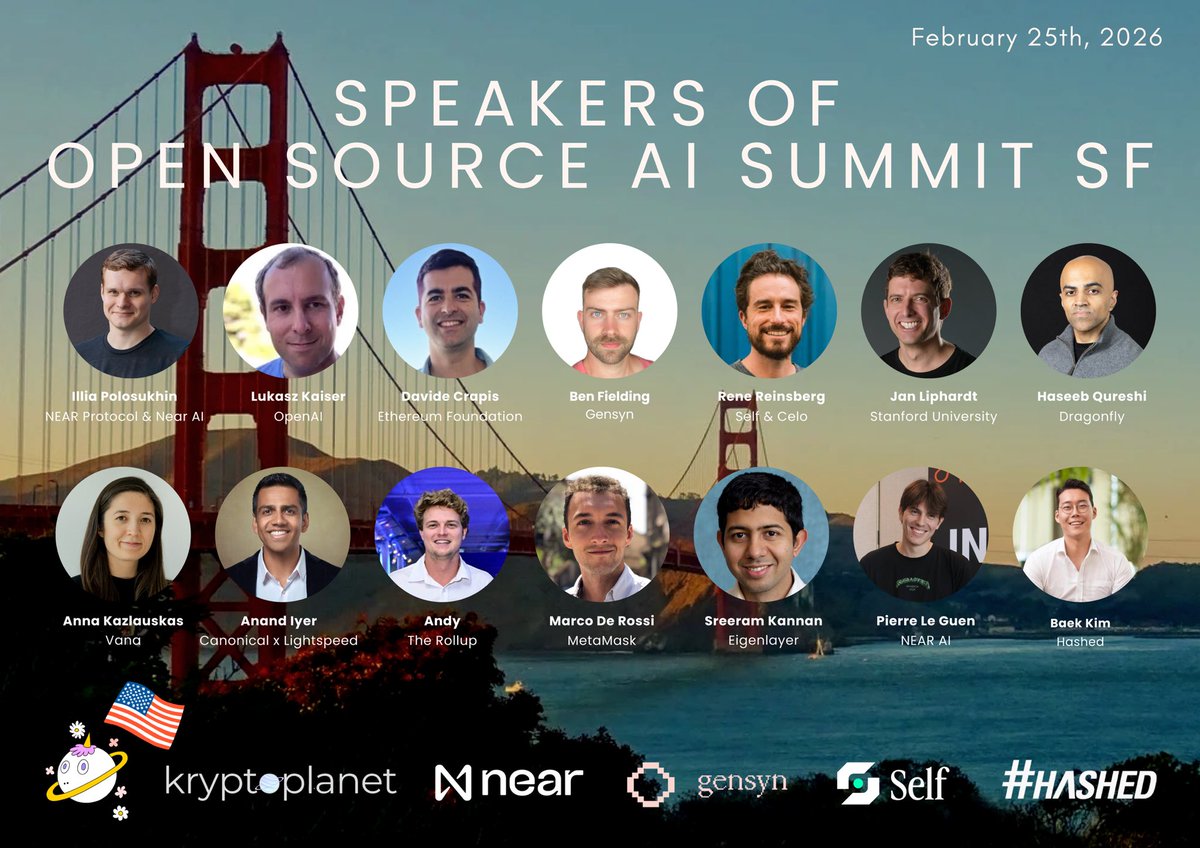 Today is the day! Open Source AI Summit at <a href="/thehousesf/">The House by Edge & Node</a> from 3-7pm, cohosted with <a href="/NEARProtocol/">NEAR Protocol</a> and sponsored by <a href="/gensynai/">gensyn</a> <a href="/Celo/">Celo.eth/acc 🦇 🌳</a> <a href="/SelfProtocol/">Self Protocol</a> <a href="/hashed_official/">#Hashed</a> 🫶🏻

luma.com/6ns88igh 

We are expecting a full house, come by 2:30pm to ensure you are settled in before talks