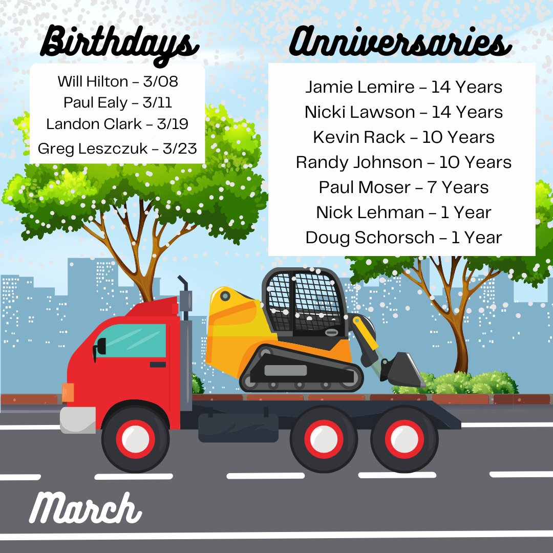 JCSolutionsinc's tweet photo. Help us celebrate our employees with March birthdays and anniversaries! If you see them, be sure to give them a warm birthday wish and congratulate them on their work accomplishments! https://t.co/LXvaqIXQ5p