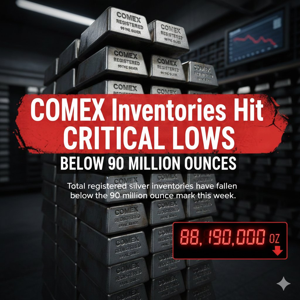 CMXGOLDSILVER's tweet photo. Physical Silver Scarcity: COMEX Inventories Hit Critical Lows
Total registered silver inventories at the COMEX have fallen below the 90 million ounce mark this week. This represents a multi-decade low. With open interest exceeding available physical stock by over 400 percent, the risk of a delivery squeeze is increasingly real. As paper markets face physical constraints, primary silver projects in safe jurisdictions become a central industry focus.
CMX is moving forward with its 100 percent owned Clayton Silver Mine in Idaho. This is a past producer where we intend to apply modern exploration techniques to a historic high grade resource.
More Info: https://t.co/CBbqpufGbH
Symbols: CSE: CXC | OTC: CXXMF