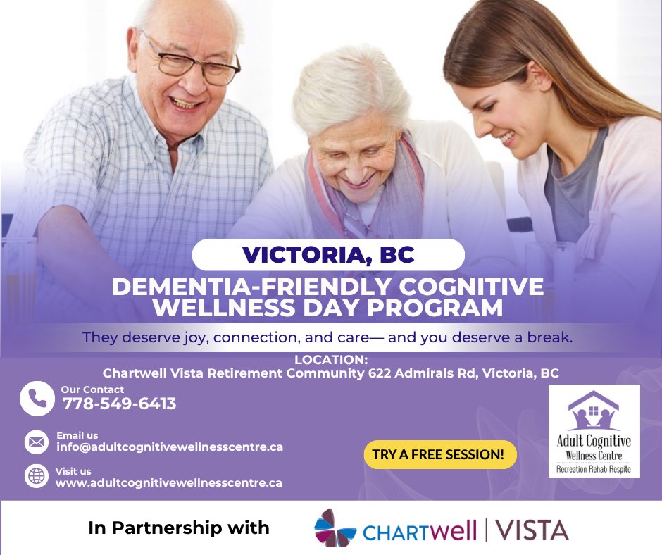 The Cognitive Wellness Program offers more than care. It brings connection, stimulation, and relief — not only for the person living with dementia, but for the family walking that journey with them.

Learn more here: adultcognitivewellnesscentre.ca/a-new-dementia…

#dementiacentrewithoutwalls #victoria