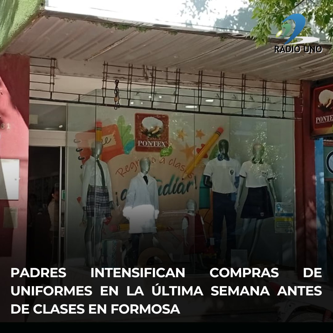 A pocos días del inicio del ciclo lectivo 2026, Radio Uno relevó un fuerte incremento en las compras de uniformes escolares. En Pontex (Belgrano 761), la encargada Alejandra Mendoza confirmó que esta semana el movimiento se disparó: se forman filas que en momentos llegan casi a