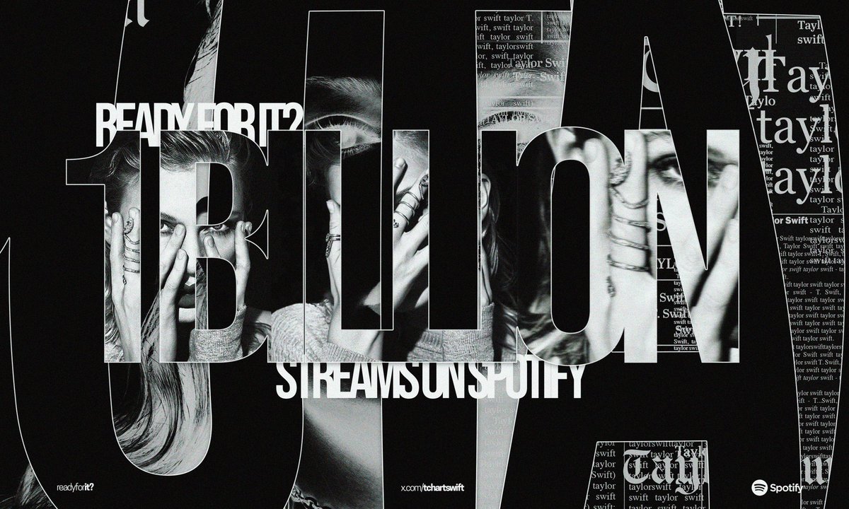 ready for It?” reached 1 billion streams on Spotify. It's the 4th