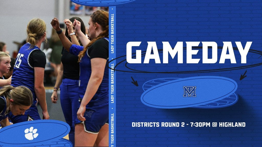GAMEDAY!!! The Lady Tigers will be back at Highland tonight, where they will play Monroe City at 7:30pm for round 2 of districts! Good luck!