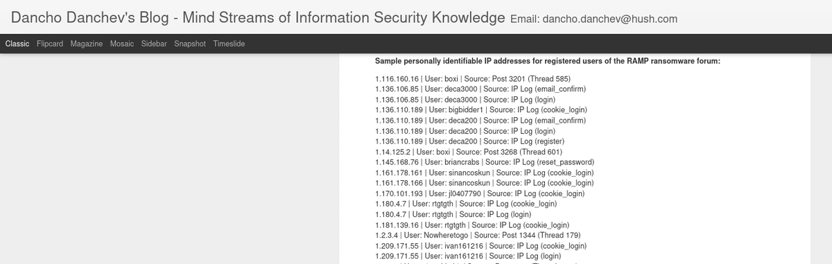akulapera_se's tweet photo. Full DB of #RAMP or #RAMP4U was leaked public on RehubCom and via blog.
Interesting that it contains all login creds, users IP, cookies, personal messages etc.
Nice forum #opsec.
https://t.co/GZn1JlTIH9 https://t.co/CNrtB4nhhZ