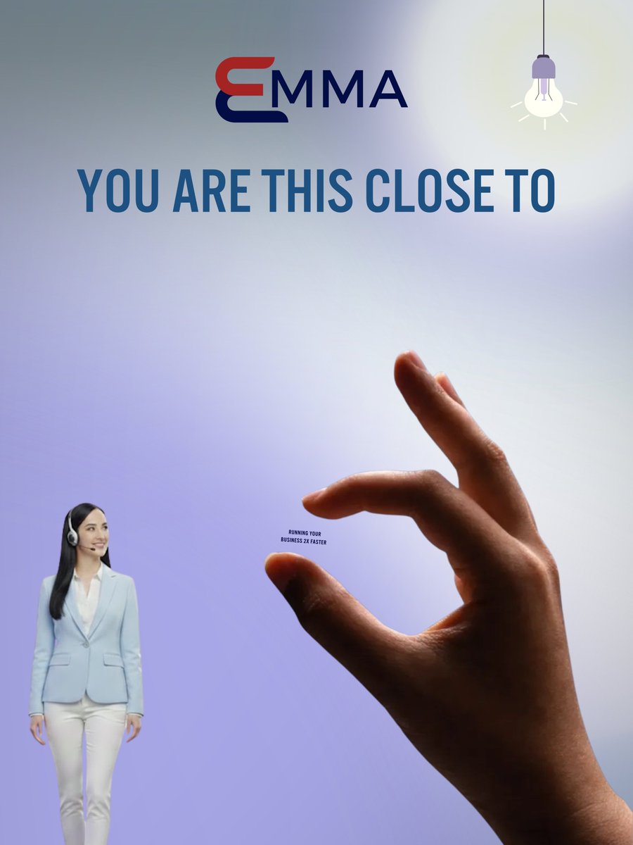 HiEmmaAI's tweet photo. You’re this close to working a lot smarter.
Meet Emma - turning everyday work into intelligent workflows.

#AI #Automation #FutureOfWork #TechInnovation #AIForBusiness https://t.co/m85HYSAlcR