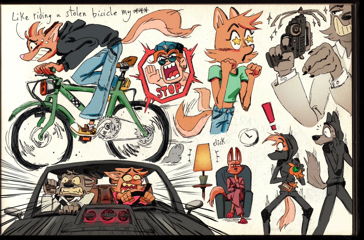 PauPablosky's tweet image. I hope that we can see her at TheBadGuys3, when I saw his concept on twitter years ago I started imagine how funny her interactions with her parents would be, and wonder about their family dynamic
Pd:he stole her bully's bike
#TheBadGuys #TheBadGuys2 #wolfington #fanartanime