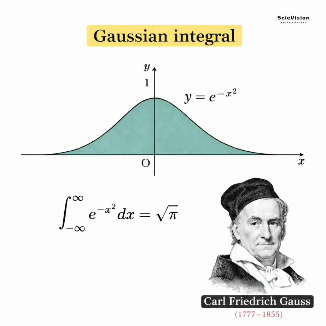 The Gaussian Integral ✍️

It is the total area under a symmetrical bell curve that goes off to infinity in both directions, and yet yields a finite and exact answer. Perhaps the most fascinating aspect of the Gaussian Integral is the presence of pi, a number that is most commonly