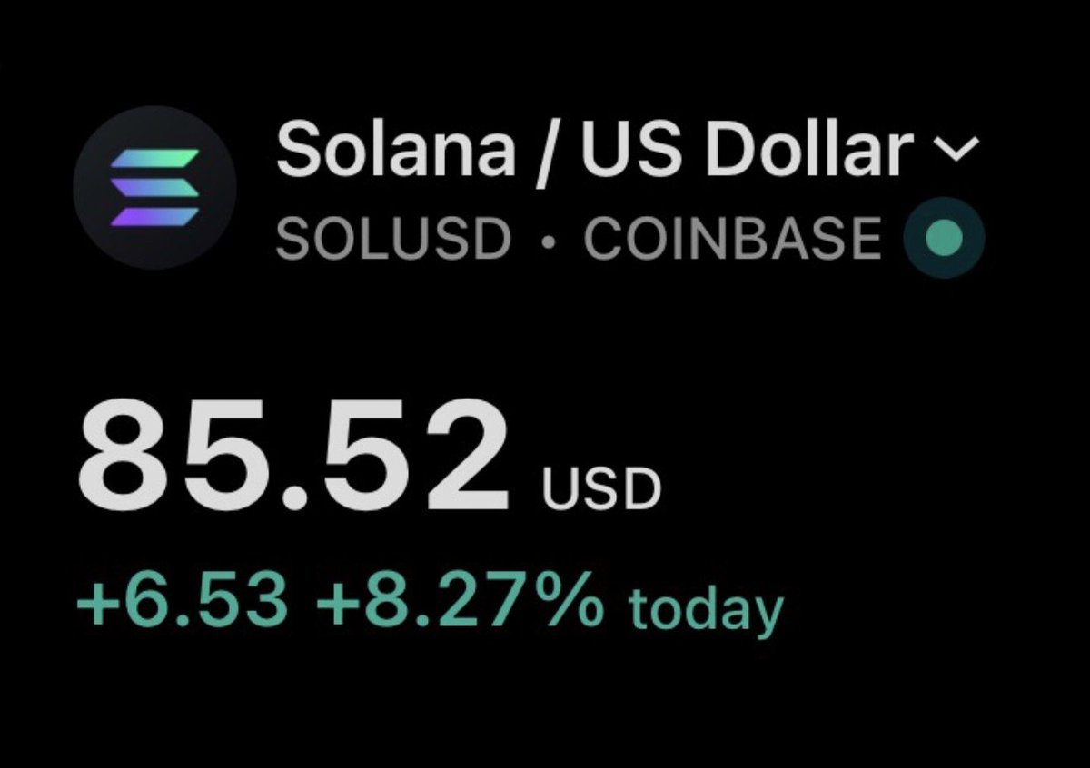 CryptoCurb's tweet photo. 🚨 JUST IN:    SOLANA RECLAIMS $85 https://t.co/p3F3YZa7SY