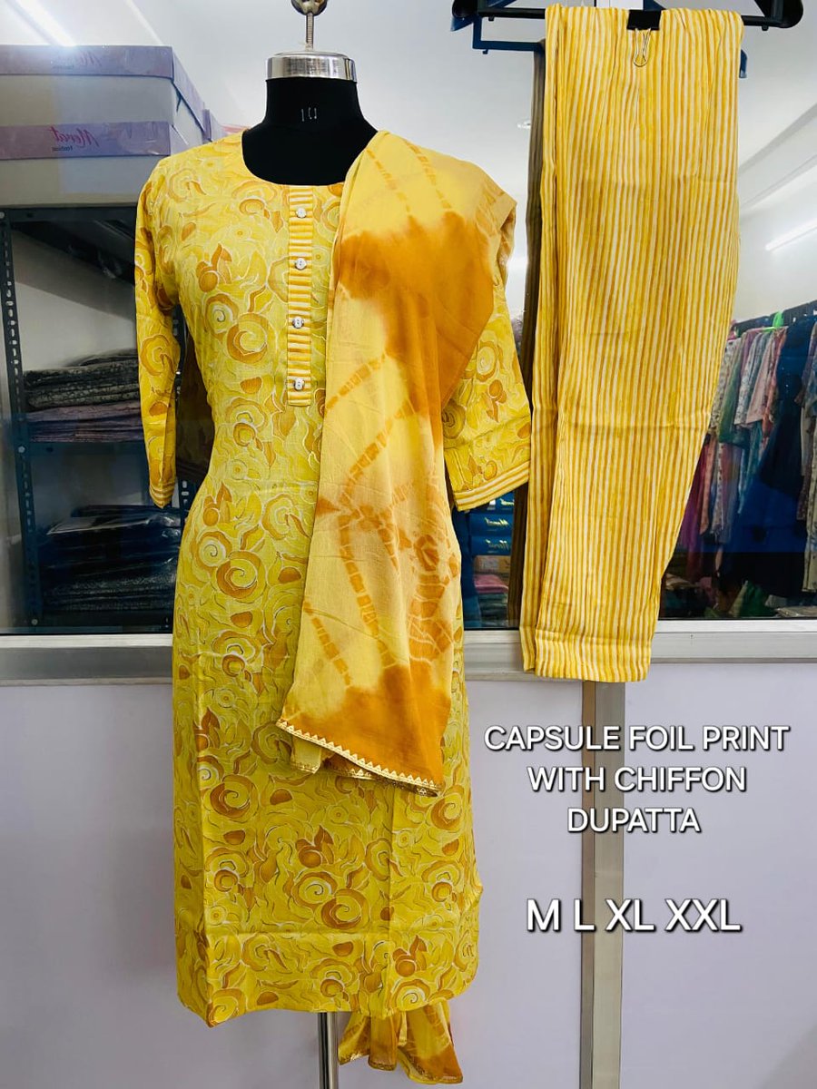 MahalakshmiTex's tweet image. Elevate your ethnic wardrobe with this stunning 3-Piece Capsule Foil Print Salwar Suit Set.
​​Sizes Available: M, L, XL, XXL
#kurtisets #kurtisuit #TrendingNow #trendingdress #highquality #CAPSULE #GIRLSET #girl #collegegirl #attractive #TamilNadu