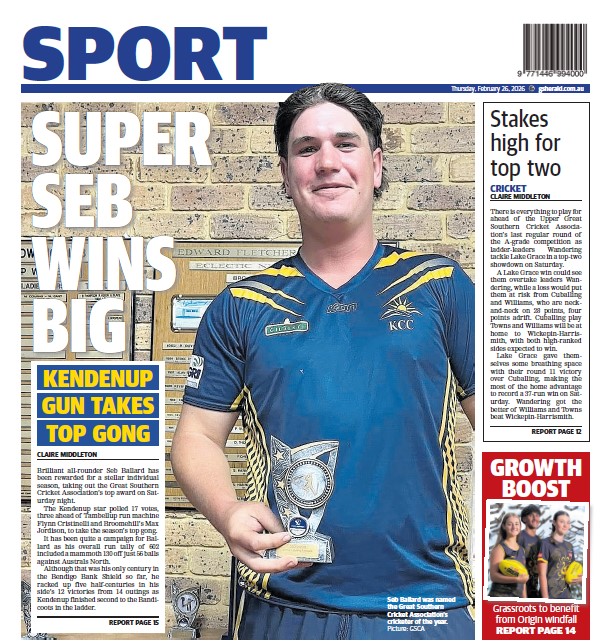 The back page of tomorrow's Great Southern Herald 🗞️