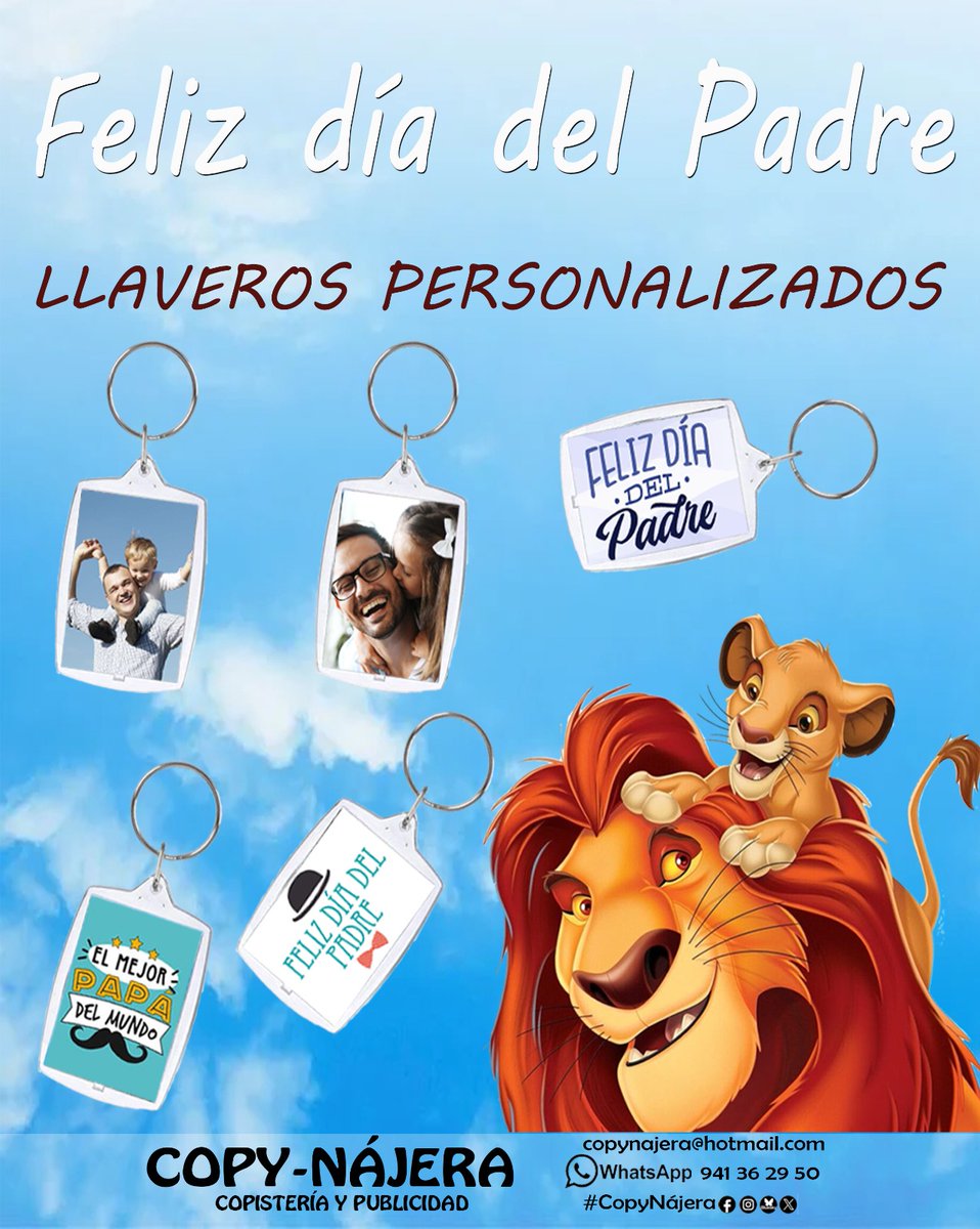 CopyNajera's tweet image. Llaveros personalizados para el día del padre
Personalízalos con las fotos o frases que mas te gusten

🖨
#CopyNájera #Copistería #Fotocopias
#RegalosPersonalizados #RegalosOriginales
#DíaDelPadre
