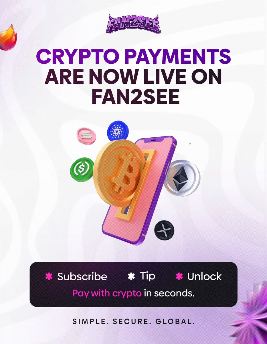 fan2see_'s tweet photo. Crypto payments are now live on Fan2See
Subscribe. Tip. Unlock🌍💜
#fan2see #Crypto #creatorcommunity https://t.co/uh9rnJJUfH