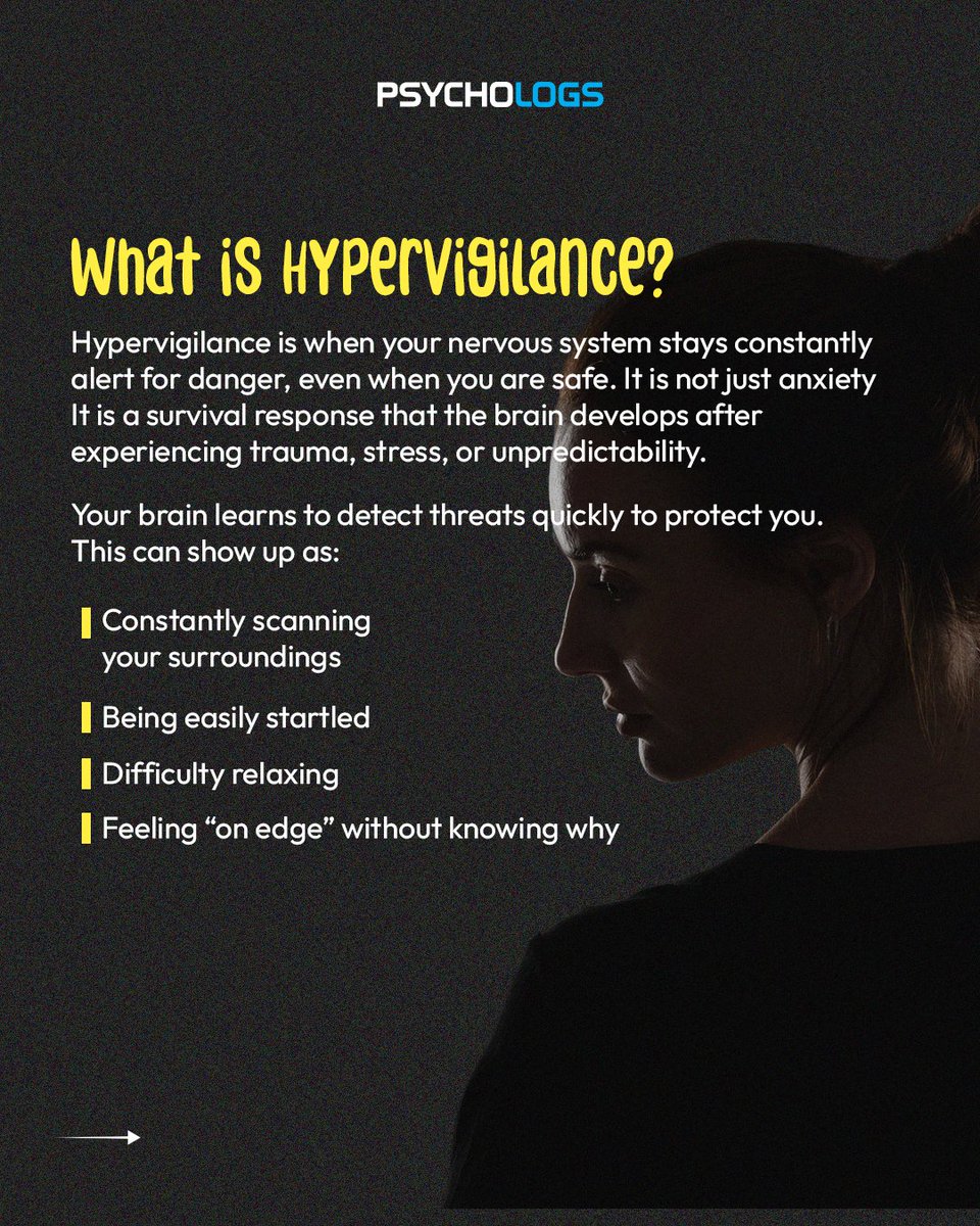 PsychologsIndia's tweet image. Hypervigilance isn’t just anxiety; it’s a survival skill learned in unsafe environments. What looks like “overreacting” is often a nervous system doing its best to protect. 

psychologs.com/hypervigilance…

#Hypervigilance #TraumaInformed #PTSDRecovery #MentalHealthAwareness #Trauma