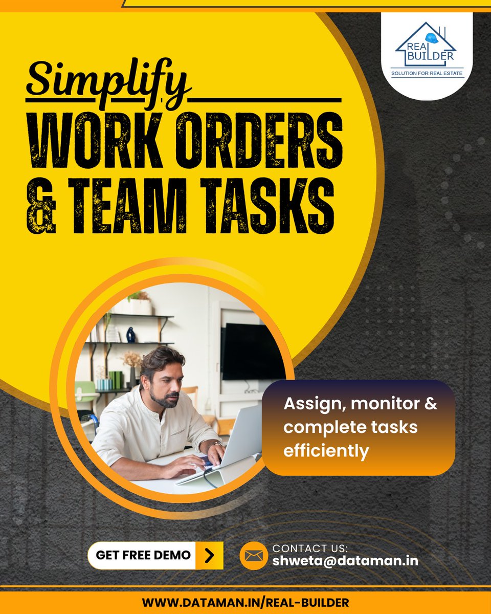 realbuilderserp's tweet photo. Stay on schedule. Stay profitable.

Key Highlights
* Work order creation
* Task assignment tracking
* Role-based access
* Progress monitoring

🔗 Learn more: https://t.co/NCj8eDff8y
📩 Demo: shweta@dataman.in

#RealBuilder #WorkOrderManagement #ConstructionTech #Dataman https://t.co/bzGnCEGMLU