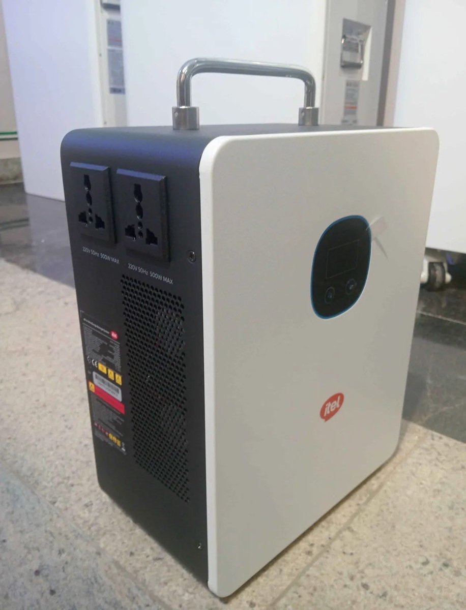 ITEL POWER TANK SOLAR

500watts Solar Inverter
1000WH Lithium Battery (8-10years life cycle) 

Can power:
 Refrigerator (7hrs) 
55 Inch Tv (5hrs) 
Standing Fan (13hrs) 
Laptop (8hrs) 
Blender
Lightening bulbs (10hrs) 

Selling for ₦365,000

8/10