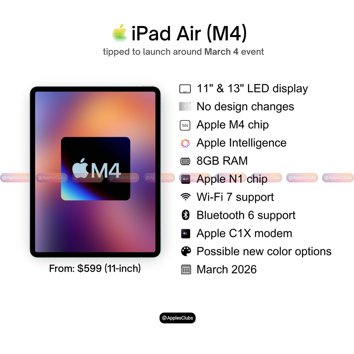 ApplesClubs's tweet photo. Apple iPad Air (M4) https://t.co/NfuGLVLmLp