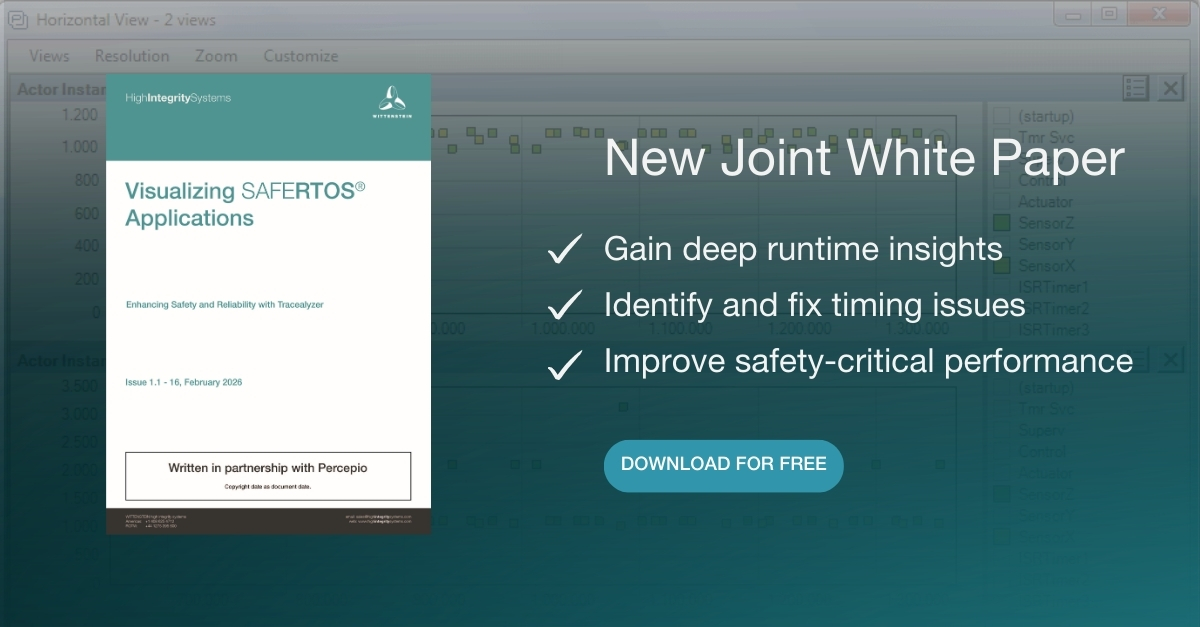 WITTENSTEIN_HIS's tweet photo. A watchdog reset isn’t always a bug, sometimes it’s a scheduling issue.

See how runtime visualization with Tracealyzer helped uncover the real cause in a SAFERTOS system.

Download the new joint white paper with @percepio 

https://t.co/aIZfeb6rDi https://t.co/3xcbFKJehn