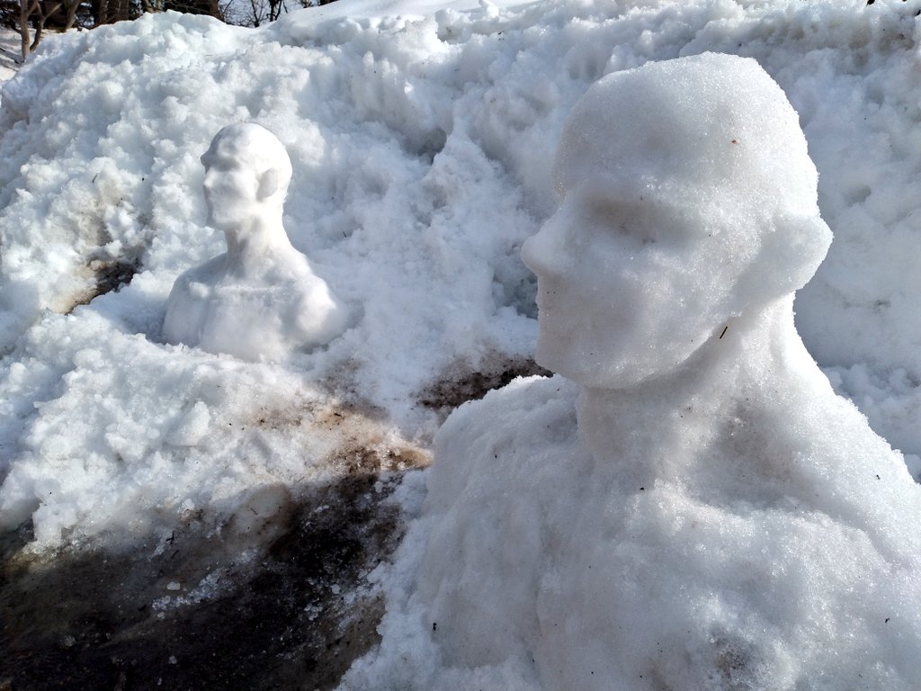 誰つくったの？ 雪だるま⛄️じゃなく、雪人間🗿🗿？ #弘前公園