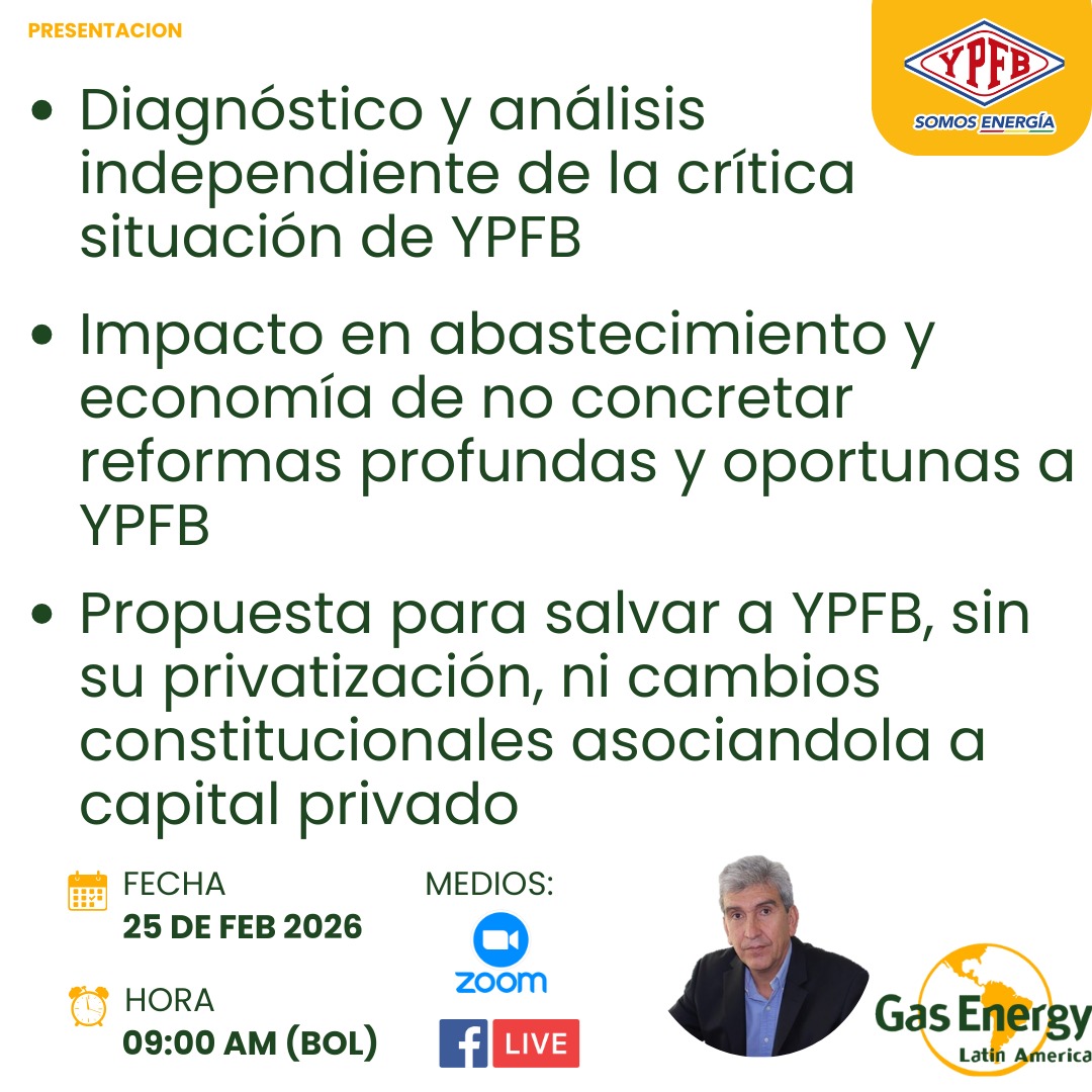 alvaroriosroca's tweet image. Los invito a participar de esta actividad relacionada a la crítica situación de #YPFB hoy, 9 a. m. Creo importante para el país
#Bolivia
Zoom: *us06web.zoom.us/j/84013495887* *ID de reunión: 840 1349 5887*

Facebook Live: *facebook.com/Gas.EnergyLA*