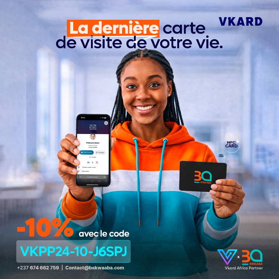 Marre de jeter votre argent par les fenêtres ? 💸
Au Cameroun, un pro dépense jusqu'à 1M FCFA en cartes papier sur sa carrière.
Passez à la carte NFC Vkard :
✅ Durable &amp; Écolo
✅ Infos modifiables
✅ Image pro
-10% avec : VKPP24-10-J6SPJ
👉 vkard.io/#a_aid=JRA
#Vkard