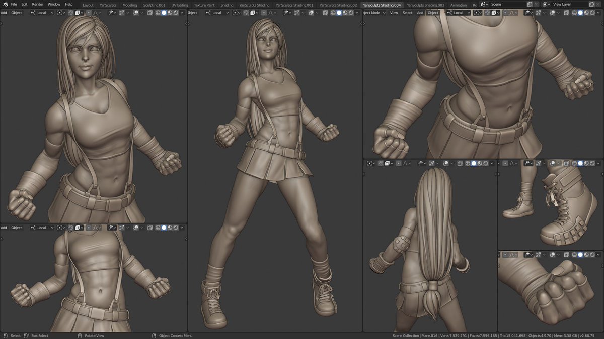 YanSculpts's tweet photo. Sculpted Tifa Lockhart a while back ✍️! 

You can watch the time-lapse of her full sculpt on my second channel (all my socials in BIO) or look up YanSculpts Two on YT 💝 

#sculpting #blender3d #b3d #tifalockhart #3dmodeling https://t.co/8mSZ5GQULo